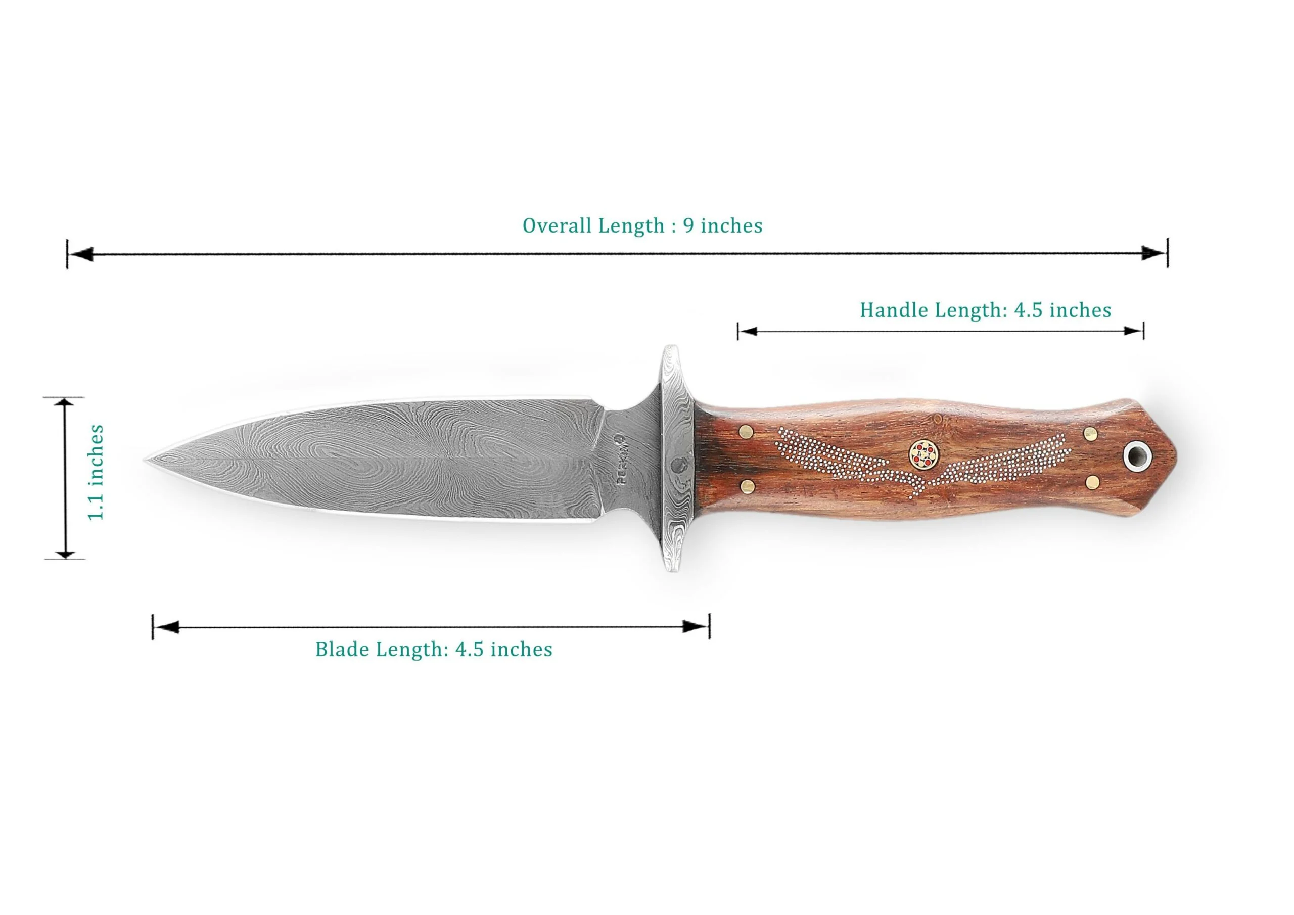 9 Inches Double Edge Damascus Hunting Knife