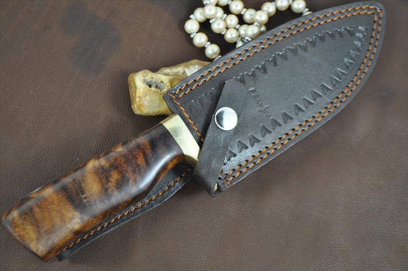 Custom Handmade Damascus Hunting Bowie Knife With Sheath