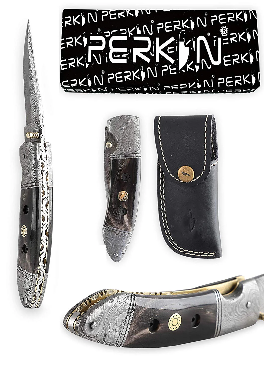Perkin Knives - Handmade Damascus Pocket Knife - Hunting Knife Foldable …