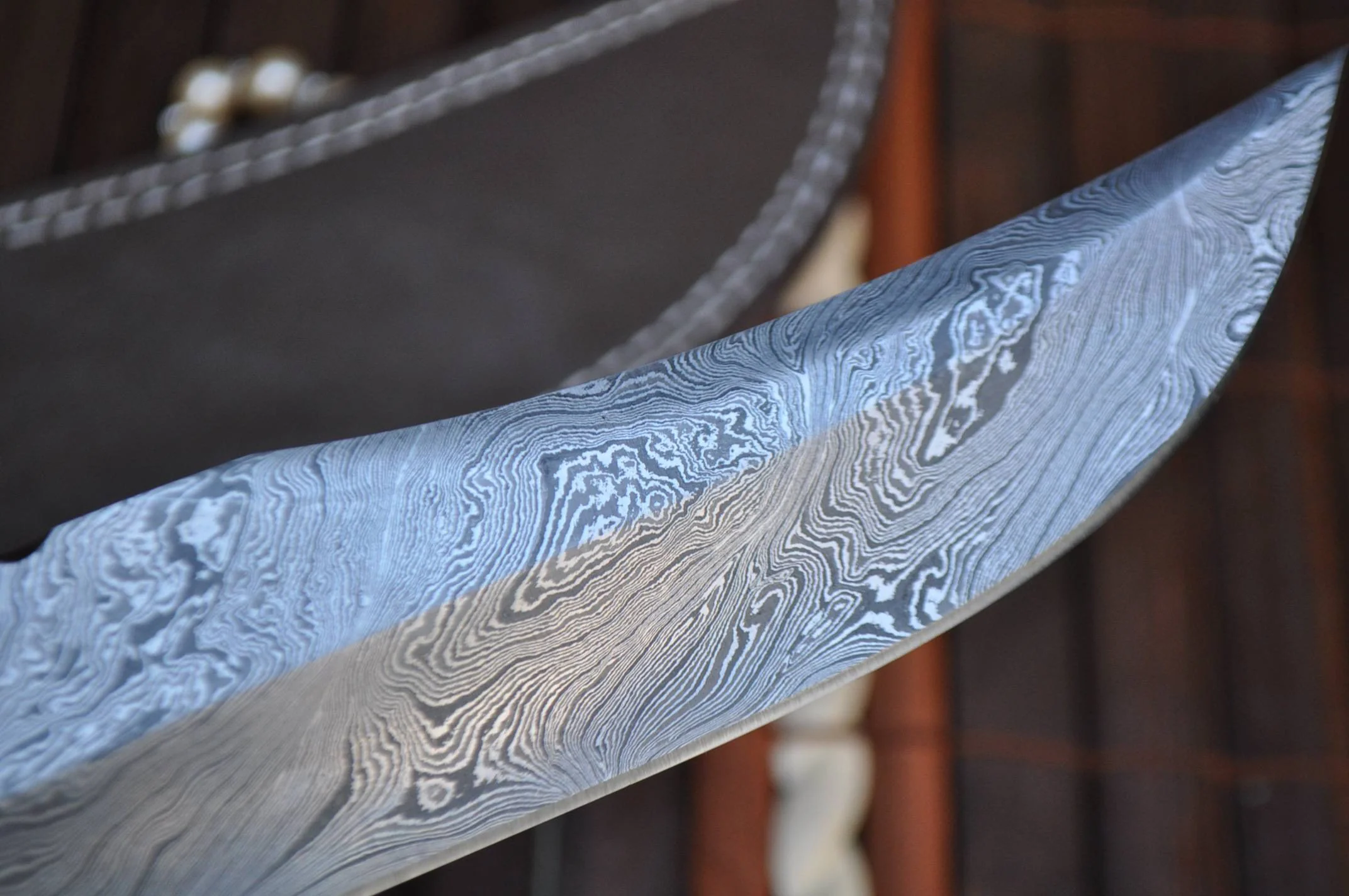Bowie knife with sheath damascus steel handmade knife