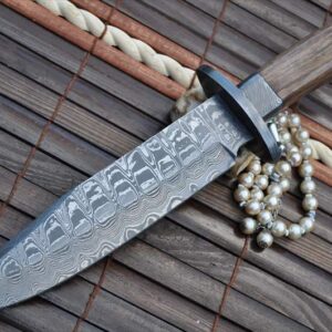 Damascus Hunting Knife with Burl Wood - Work of Art