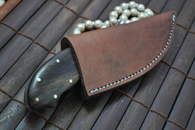 Handmade Bushcraft Hunting & Camping Knife with Burl Wood
