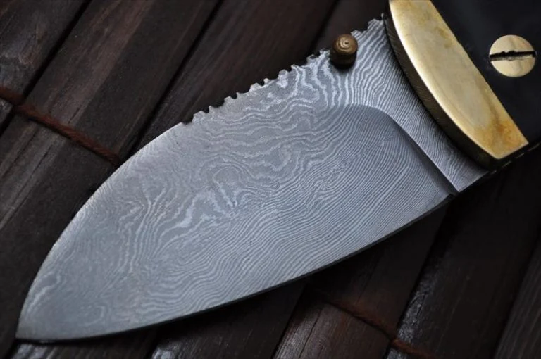 Handmade Folding Knife with Buffalo Horn Handle