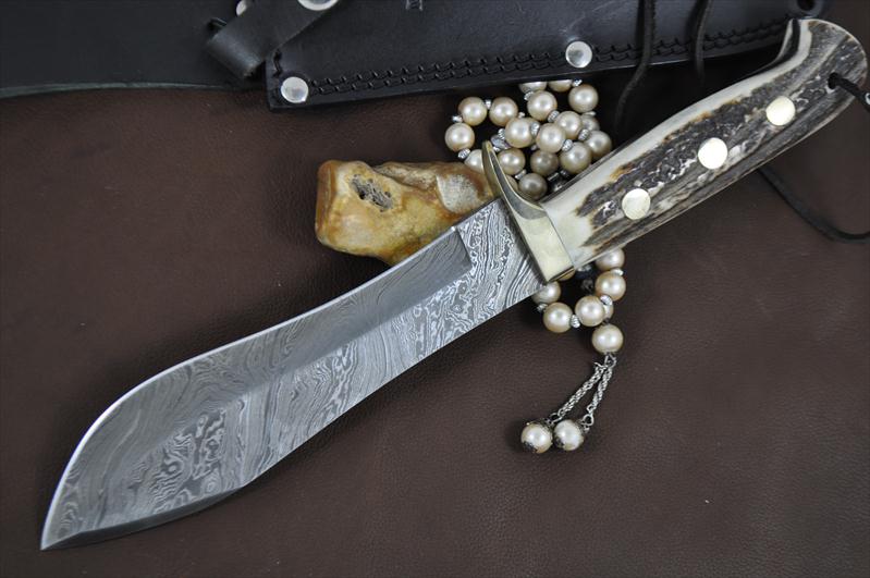 Custom Made Damascus Bowie Knife