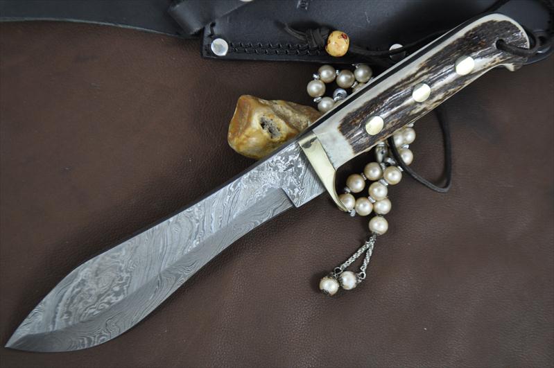 Custom Made Damascus Bowie Knife