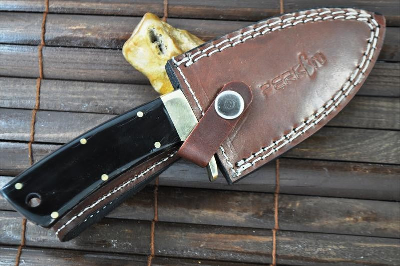 Handcrafted Hunting Knife with Bull Horn Handle