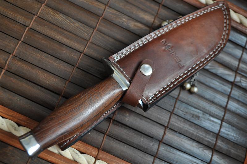Handmade 440c Steel Hunting Knife with Burl Wood