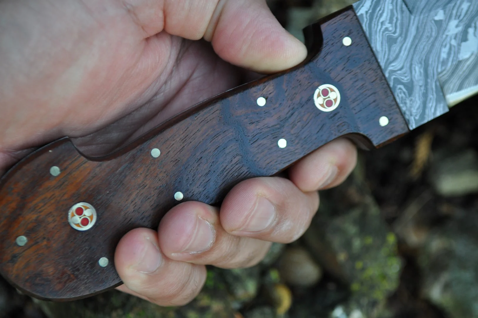 Handcrafted Damascus Hunting Knife Double Edge - Beautiful Handle
