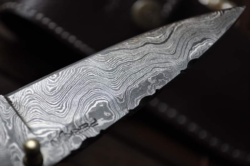 Handcrafted Damascus Hunting Knife - Folding Knife With Leather Pouch