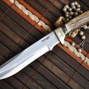 440c Steel Handcrafted Hunting Knife With American Deer Antler Handle