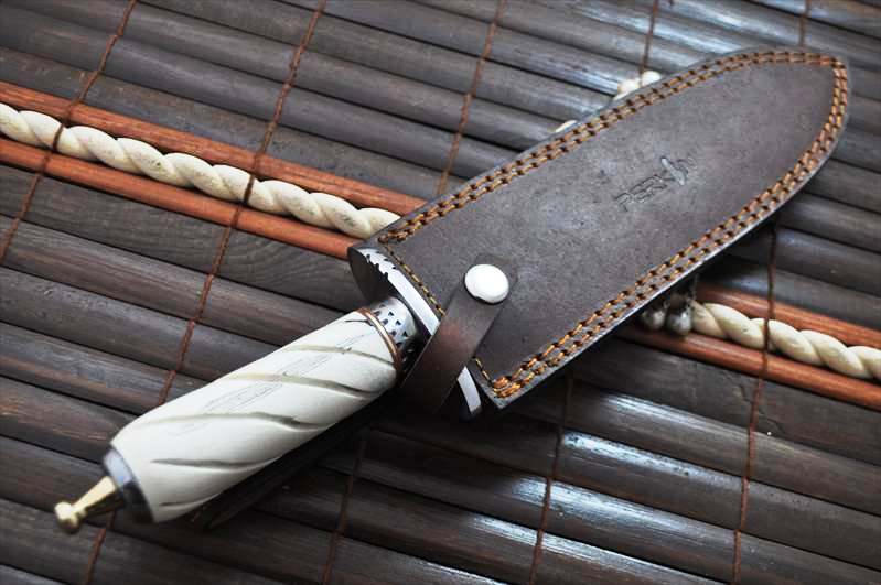 Handcrafted Double Edge Hunting Knife with 440c Steel & Bone Handle