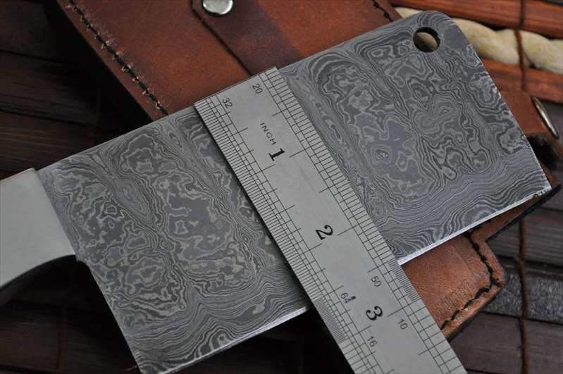 Handmade Chef knife with 2.5 inch wide Damascus steel blade