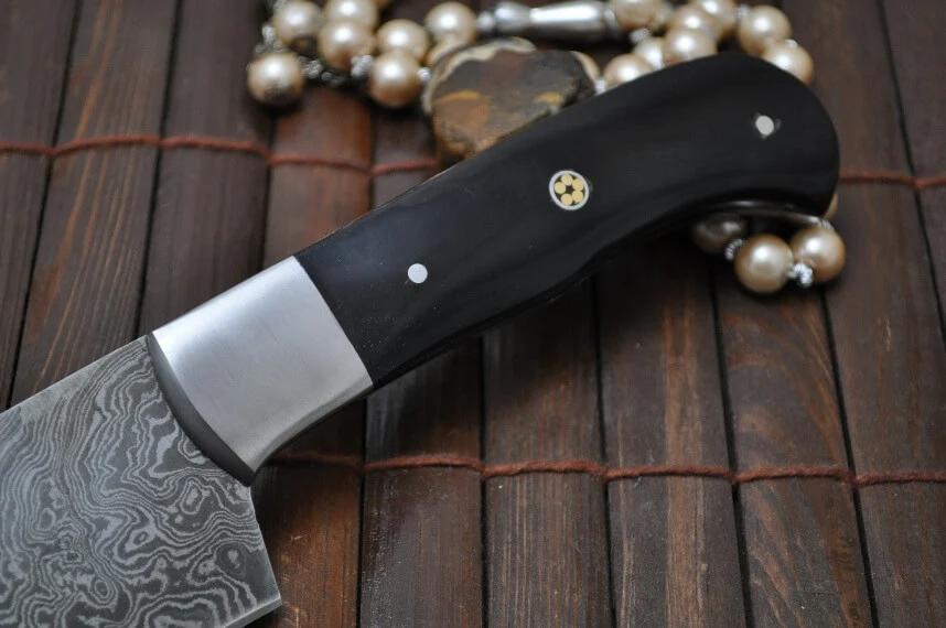 Handmade Damascus Chopper Knife with Buffalo Horn Handle