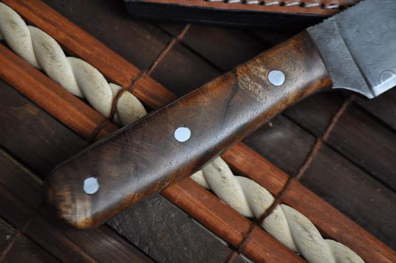 Handmade Hunting Knife Damascus Steel & burl Wood