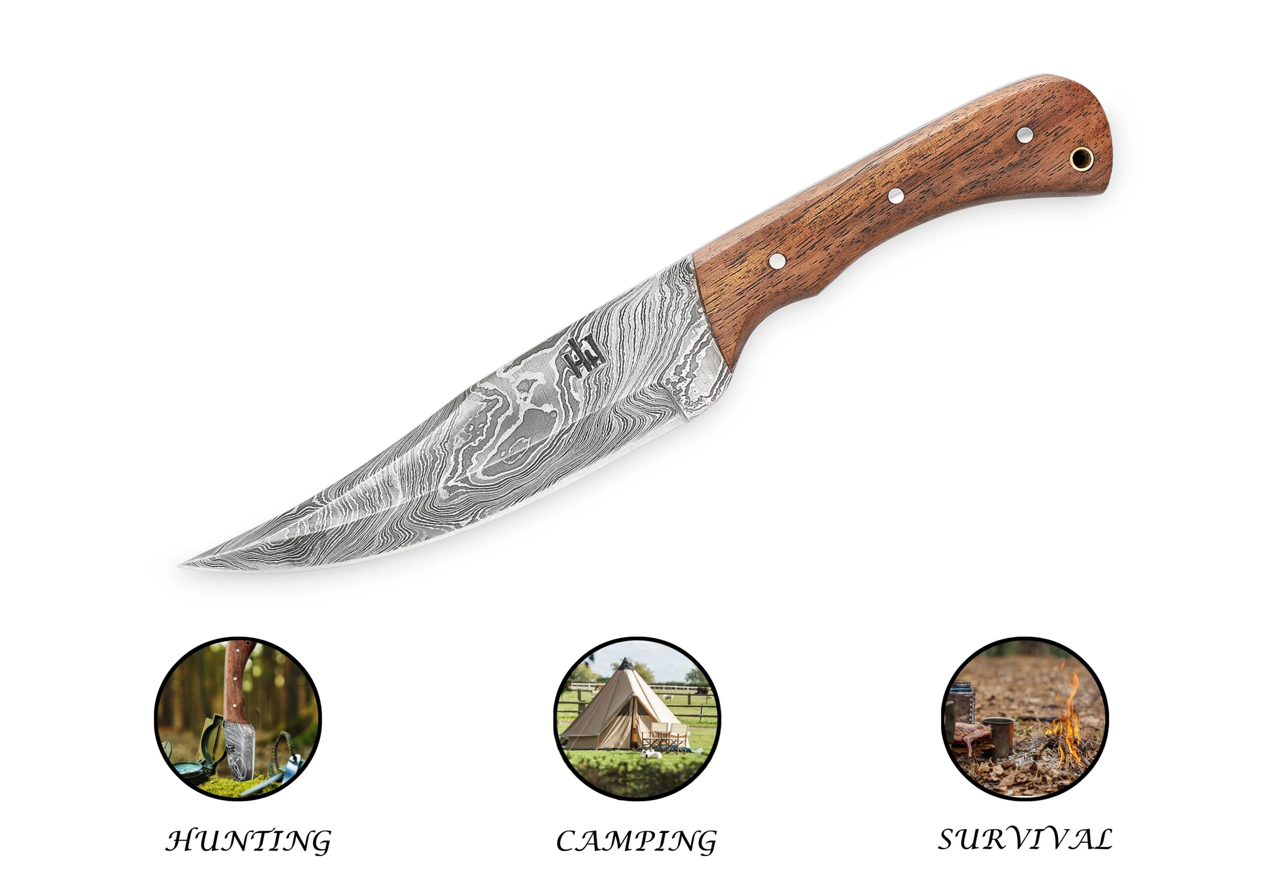 Bushcraft Knife Full Tang Damascus Steel Handmade