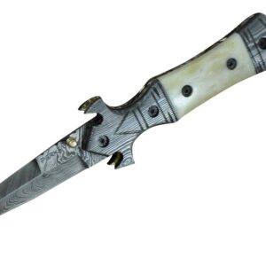 Handmade Damascus Hunting Knife - Beautiful Folding Knife
