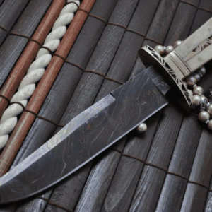 Bowie knife with Coloured Damascus Steel Blade