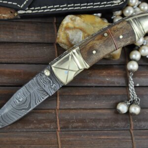 Perkin - Custom Handmade Damascus Folding Knife - Beautiful Pocket Knife - OQ