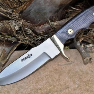 Handcrafted 440-C Steel Hunting Knife with Root Wood Handle