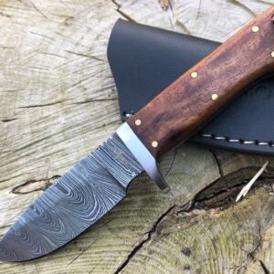 Perkin 6.5 Inches Damascus Steel Hunting Knife with Sheath SK300