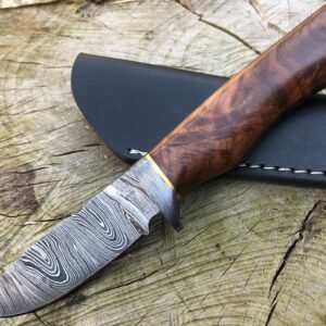 Perkin 7.5 Inches Damascus Steel Knife Hunting Knife with Sheath SK600
