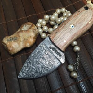 Damascus Steel Handcrafted Small Hunting Knife - Neck Knife