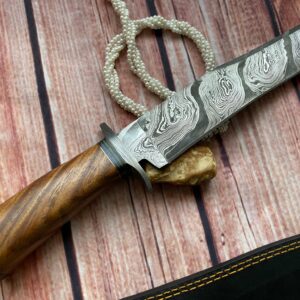 Perkin Hunting Knives 15 Inches Damascus Steel Knife Fixed Blade Knife Bowie Knife with Sheath