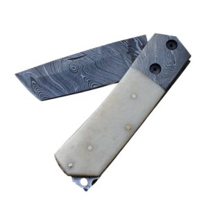 Damascus Steel Folding Knife - Pocket knife-Tanto blade