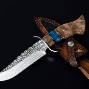 Perkin Fixed Blade Hunting Knife With Sheath Handmade Damascus Steel VG10 Blade