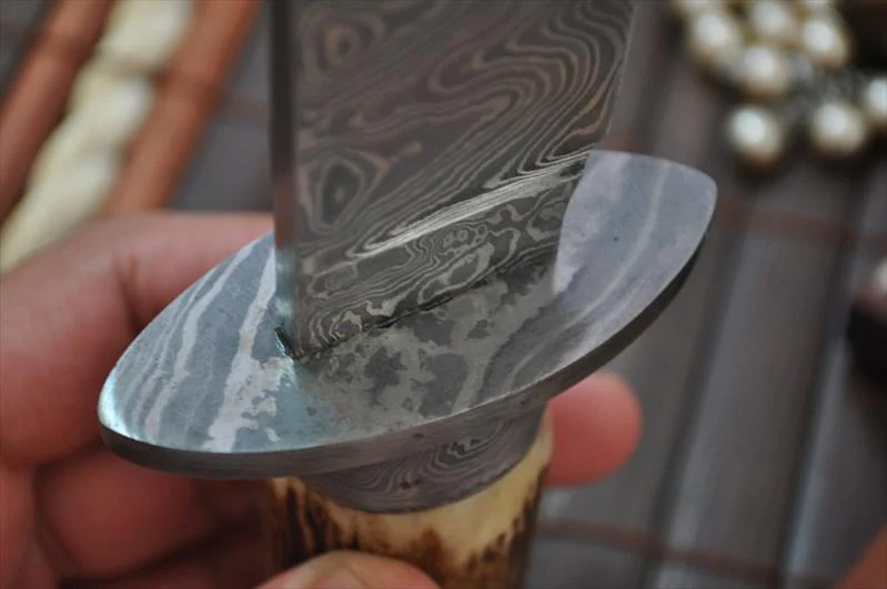 Damascus Hunting & Bowie Knife Handmade with American Stag Antler Handle