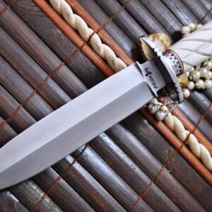 Handcrafted Double Edge Hunting Knife with 440c Steel & Bone Handle