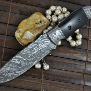 Handmade Damascus Hunting Knife With Leather Sheath - SMP3