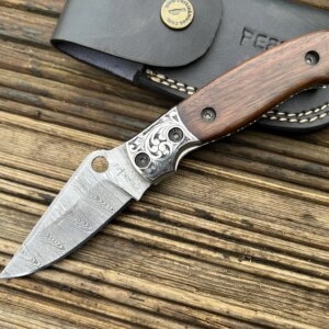 Handcrafted Damascus Pocket Knife - Damascus Steel Folding Knife NGF3