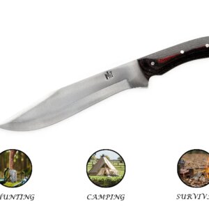 Handmade Hunting Knife with Sheath, 420 Stainless Steel, Fixed Blade Knife, Extra Sharp, Fixed Blade Knife for Camping Hunting, Leather Sheath, Micarta Handle