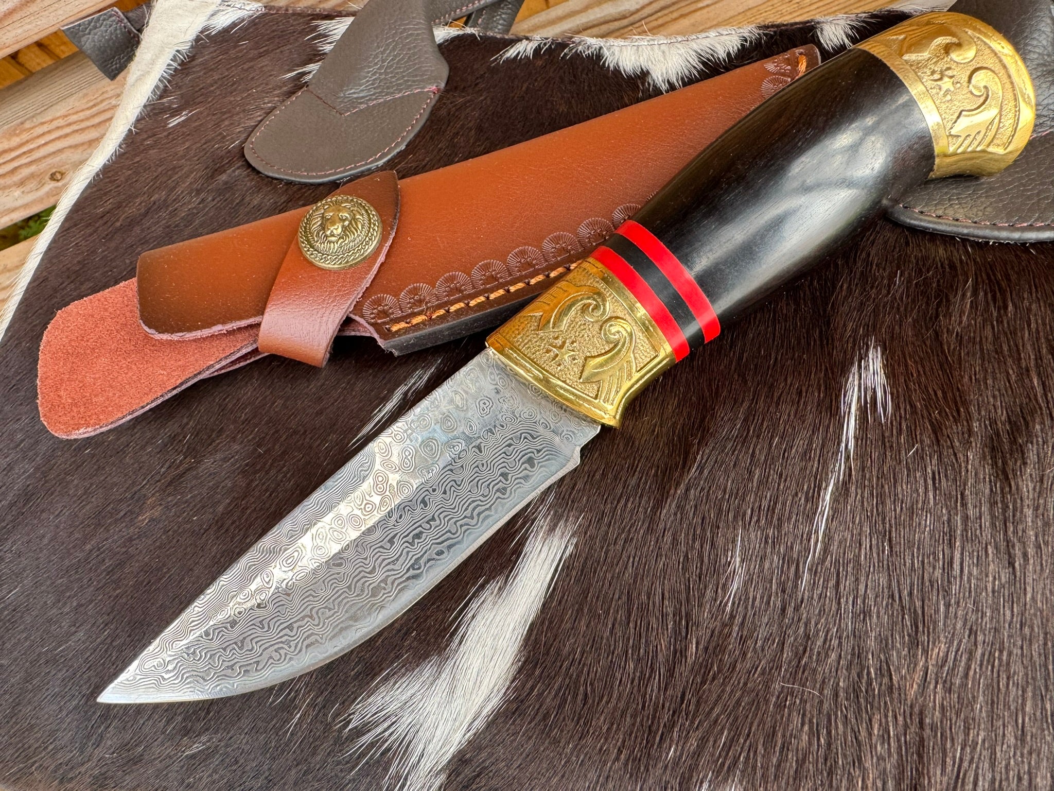 Handmade Damascus Steel Knife FIxed Blade Knife Hunting Knife